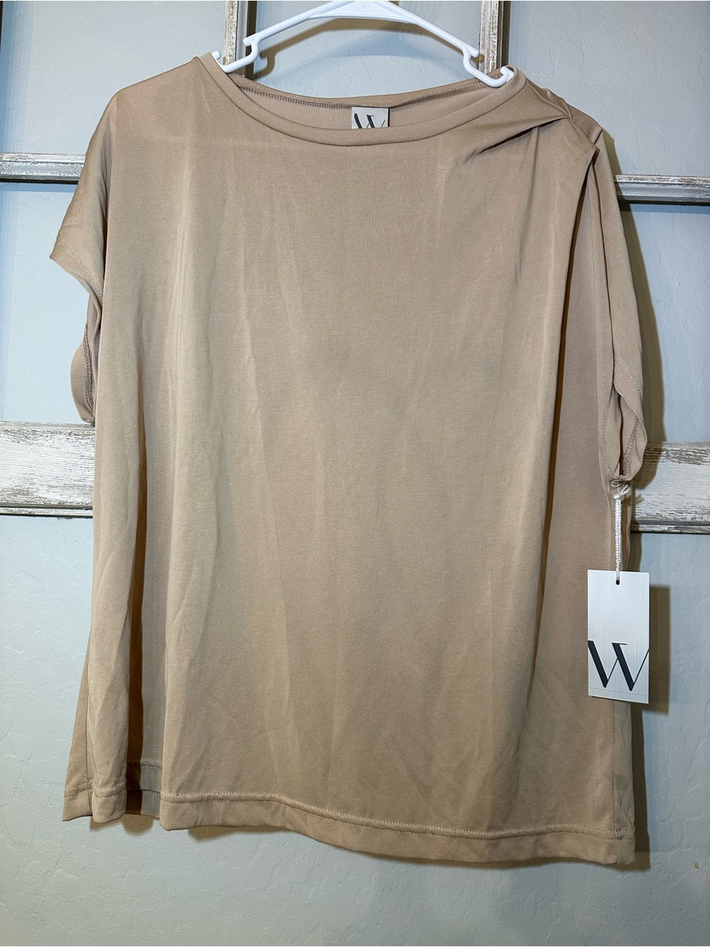 Worthington Beige Short-Sleeve Women's Top new with tags